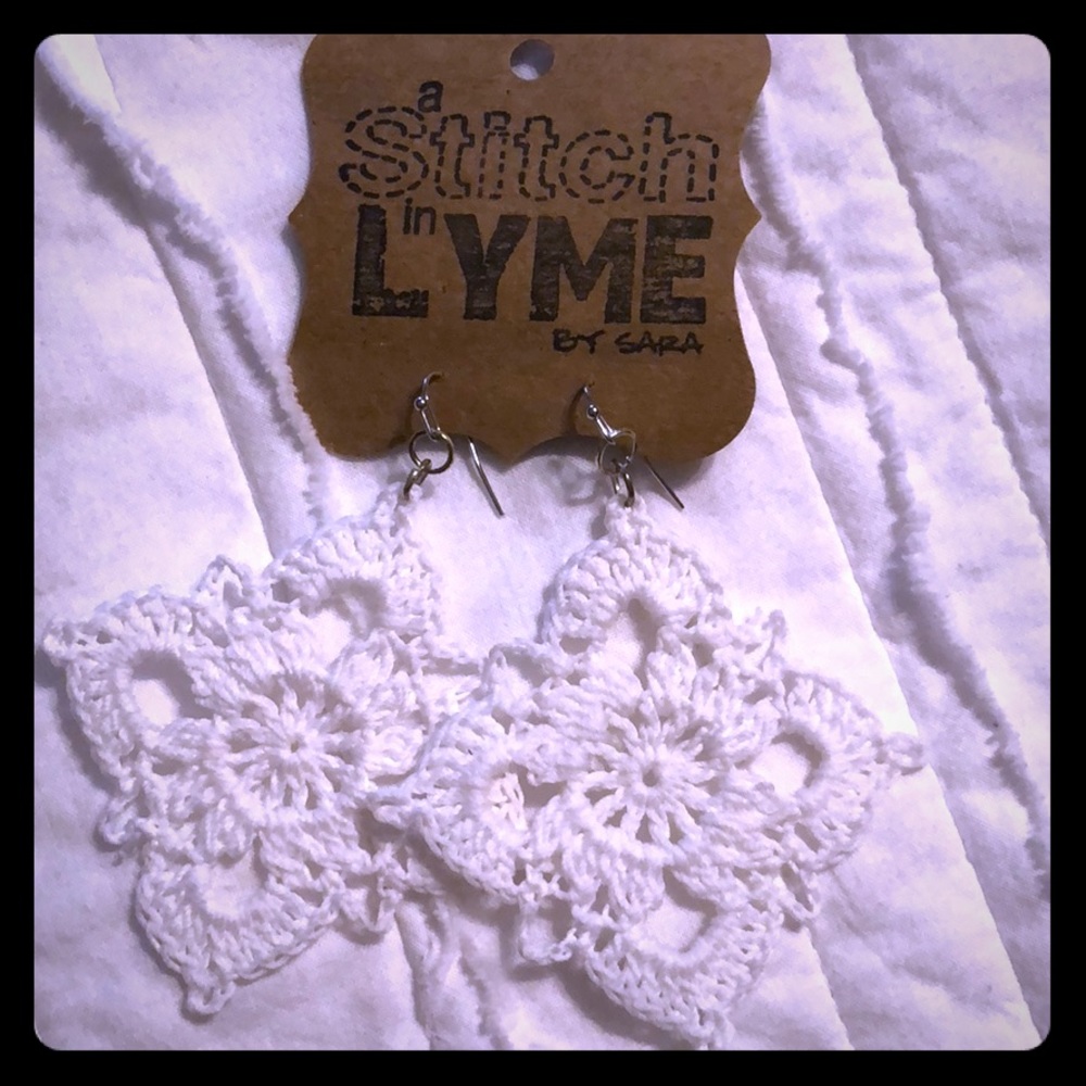 Hand crocheted dangle earrings